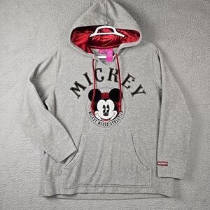Disney Official Vintage Retro Mickey Mouse Grey Fleece Hoodie Womens 2XL